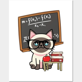 Funny siamese Cat is teaching Posters and Art